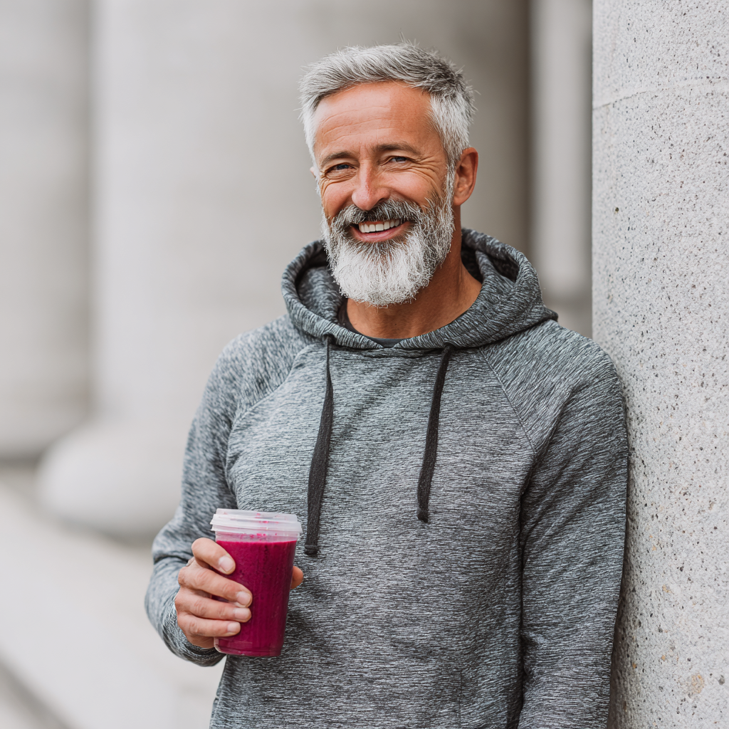 Šťastná žena stredného veku slovenského pôvodu pri príprave zdravého jedla v modernej kuchyni